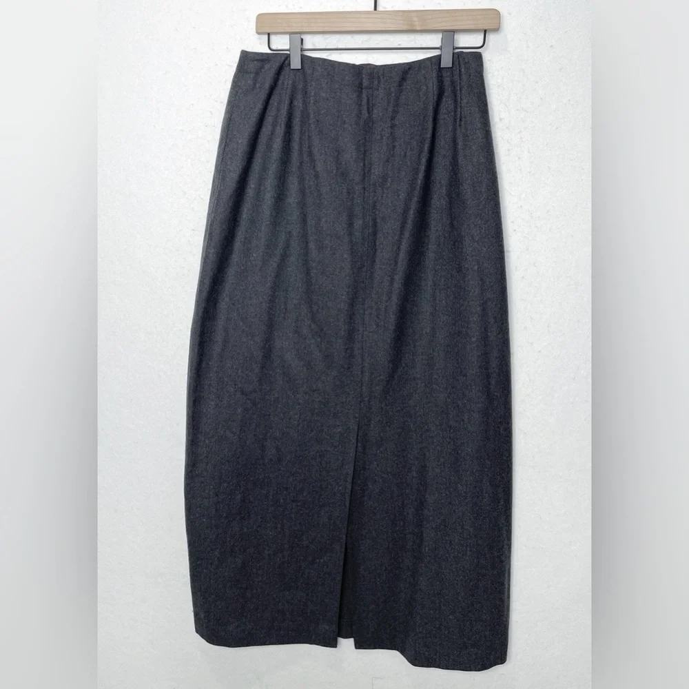 J. Jill Gray Wool Maxi Skirt Made in USA Capsule Minimalist Wardrobe Heritage